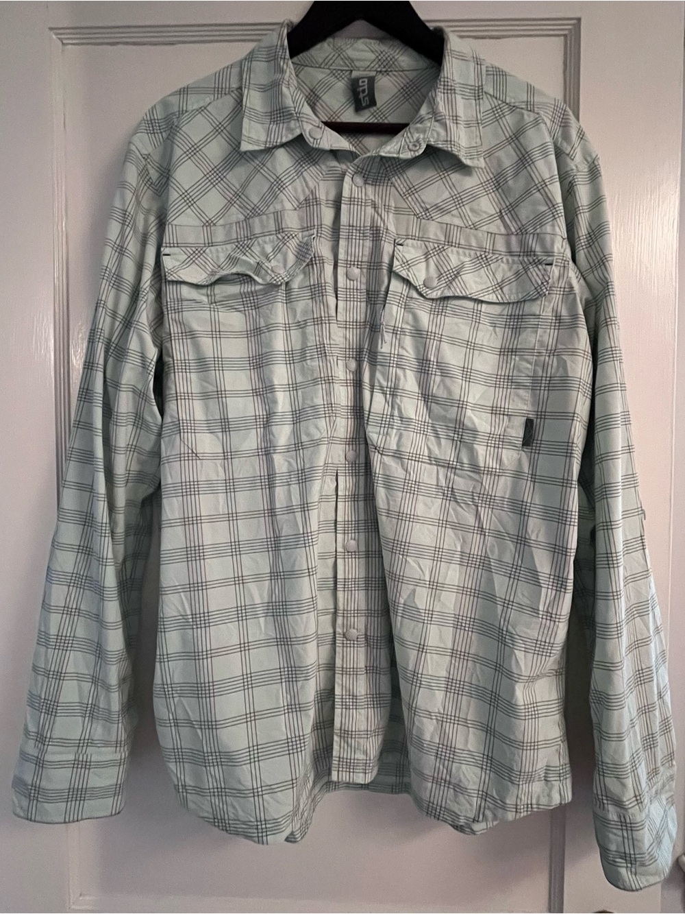 Stio Light Mint Green Plaid Lightweight Eddy Shirt Mens Size Large
